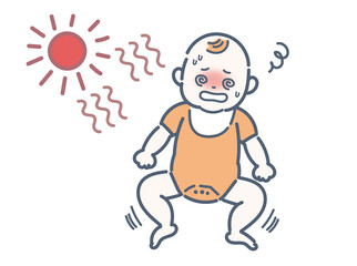 Fototapeta na wymiar 熱中症の赤ちゃん