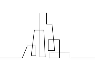 Abstract architecture  as continuous lines drawing on white background. Vector