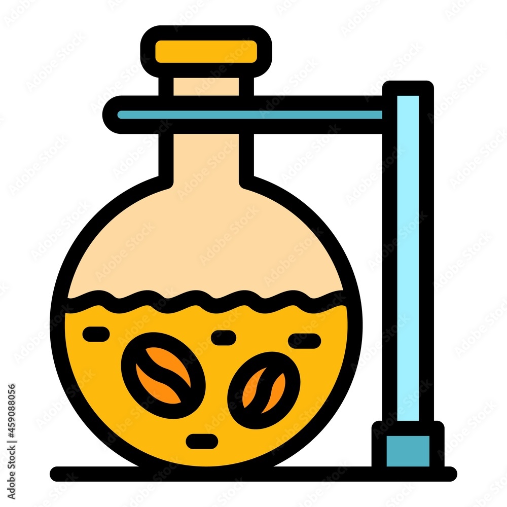 Poster coffee in flask icon. outline coffee in flask vector icon color flat isolated
