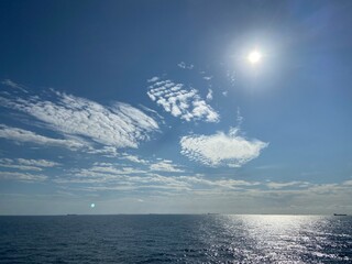 beautiful sea and sunny sky with clouds