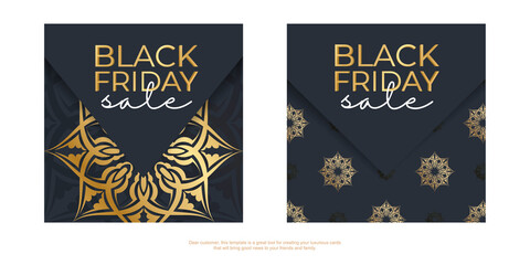 Festive Banner Sale Black Friday Dark Blue with Greek Gold Ornament