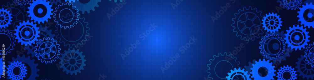 Poster website header or banner design with cogs and gear wheel mechanisms. concepts and ideas for digital 