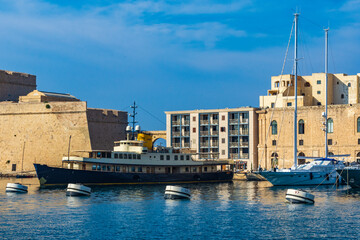 The motor yacht Seagull II moored in Birgu, Malta