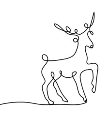 Silhouette of abstract deer as line drawing on white