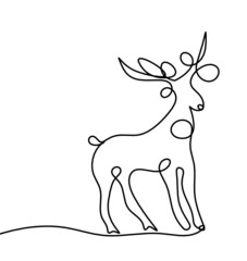 Silhouette of abstract deer as line drawing on white