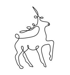 Silhouette of abstract deer as line drawing on white