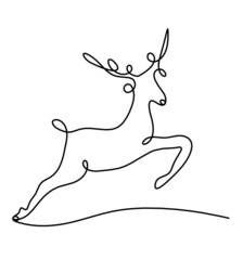Silhouette of abstract deer as line drawing on white