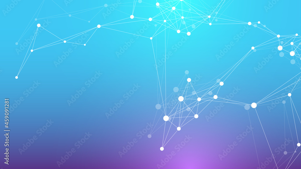 Poster expansion of life. colorful explosion background with connected line and dots, wave flow. visualizat