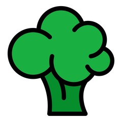 Broccoli vegetable icon. Outline broccoli vegetable vector icon color flat isolated