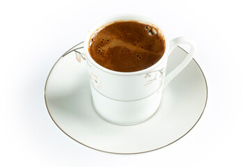 Traditional Turkish coffee on a white background