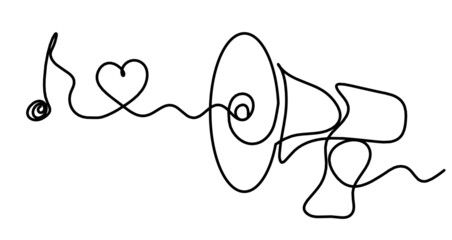 Abstract megaphone as continuous lines drawing on white background. Vector © suns07butterfly