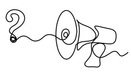 Abstract megaphone as continuous lines drawing on white background. Vector © suns07butterfly