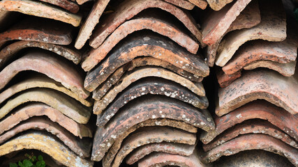 Old Roof Tiles, detail of some old roof tiles, clay