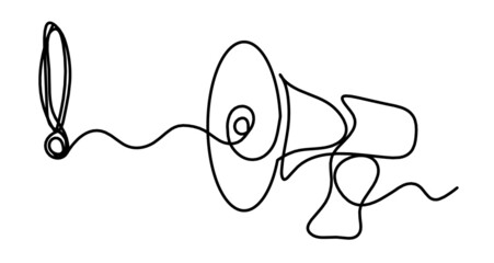 Abstract megaphone as continuous lines drawing on white background. Vector © suns07butterfly