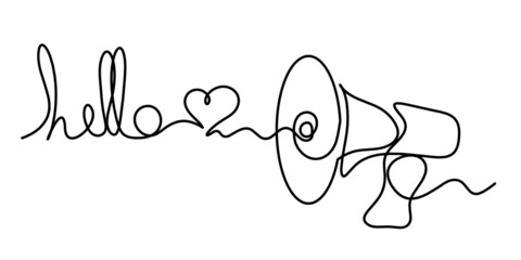 Abstract megaphone as continuous lines drawing on white background. Vector © suns07butterfly