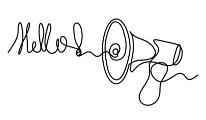 Abstract megaphone as continuous lines drawing on white background. Vector © suns07butterfly