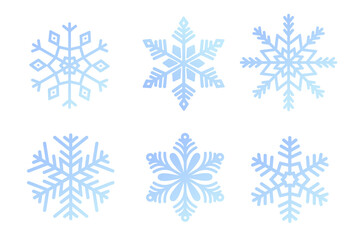 Fototapeta premium Blue gradient snowflake s set. Icon logo design. Ice crystal winter symbol. Template for winter design. 