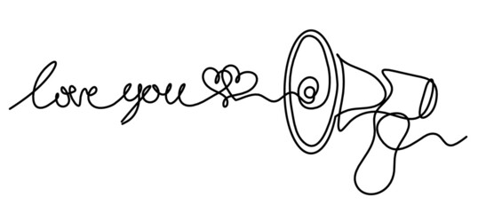 Abstract megaphone as continuous lines drawing on white background. Vector © suns07butterfly