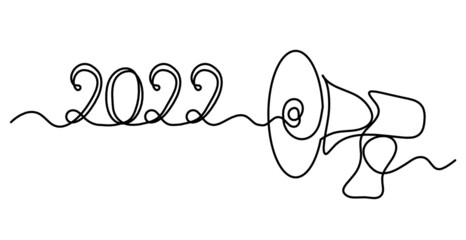 Abstract megaphone as continuous lines drawing on white background. Vector © suns07butterfly