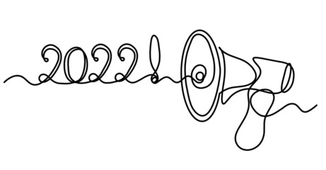 Abstract megaphone as continuous lines drawing on white background. Vector © suns07butterfly