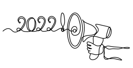 Abstract megaphone as continuous lines drawing on white background. Vector © suns07butterfly