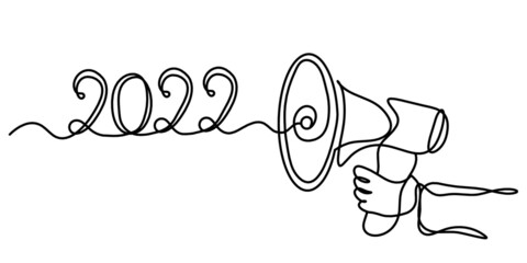 Abstract megaphone as continuous lines drawing on white background. Vector © suns07butterfly