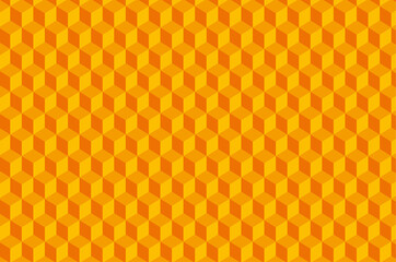 Orange honeycomb pattern cubes background.