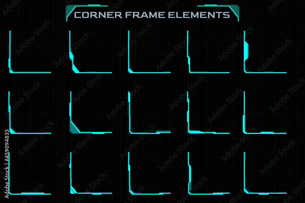 Poster HUD Vector Futuristic Line Border Frame Template for Screen Game, Infographic Information Display Vector.