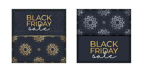 Festive billboard for black friday shops dark blue with luxurious golden ornament