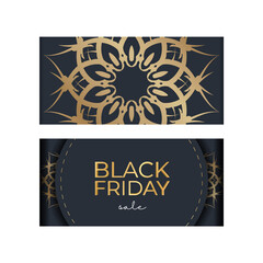 Poster Poster Black Friday Dark Blue with Luxurious Gold Pattern