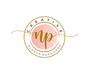 initial NP Feminine logo beauty monogram and elegant logo design, handwriting logo of initial signature, wedding, fashion, floral and botanical with creative template. © Microtext