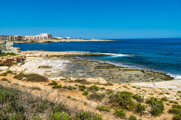 The Marsaskala Salt Pans in Malta.