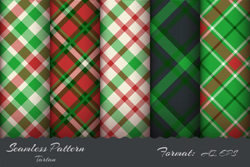 Set retro tartan seamless pattern