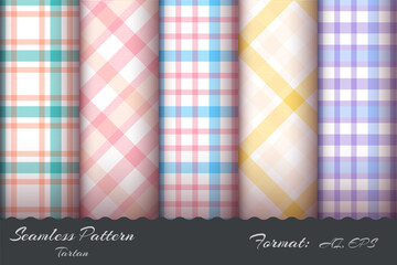 Set retro tartan seamless pattern