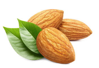 Fototapeta na wymiar Delicious almonds on white
