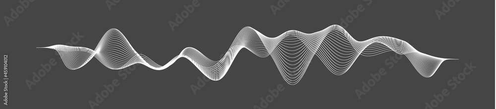 Poster radio waves vector. radio frequency identification. wireless communication. sound waves abstract vec
