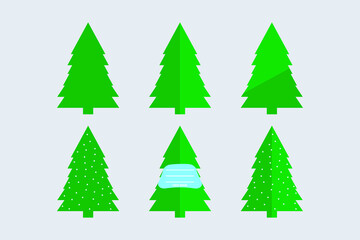 Christmas Tree vector illustration.  Face mask on Christmas tree.  Coronavirus concept. 