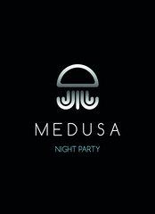 Medusa logo on a black background