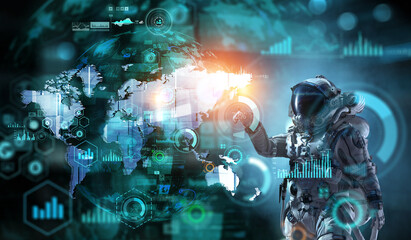 Fototapeta premium Space technology concept . Mixed media