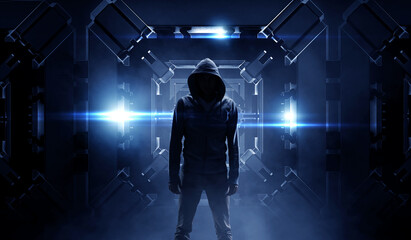 Cyber security concept . Mixed media