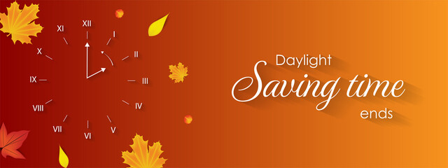 Set the clock to daylight saving time ends. Vector illustration with message