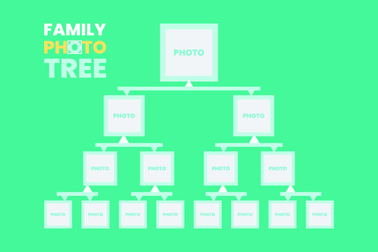 Family Photo Tree info-graphic vector illustration.  Genealogical concept. 