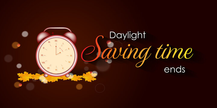 Set the clock to daylight saving time ends. Vector illustration with message