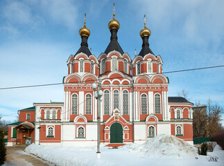 Spaso-Preobrazhensky Cathedral on a winter day in the city of Kimry, Tver region