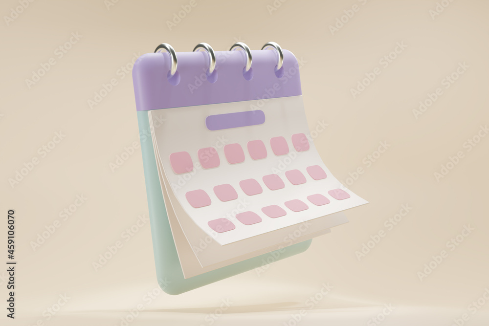 Poster 3d render minimal note icons isolate on beige background. blank paper calendar icons. calendar date 