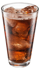 Cold glass of cola drink with ice cubes isolated on white background. File contains clipping path.