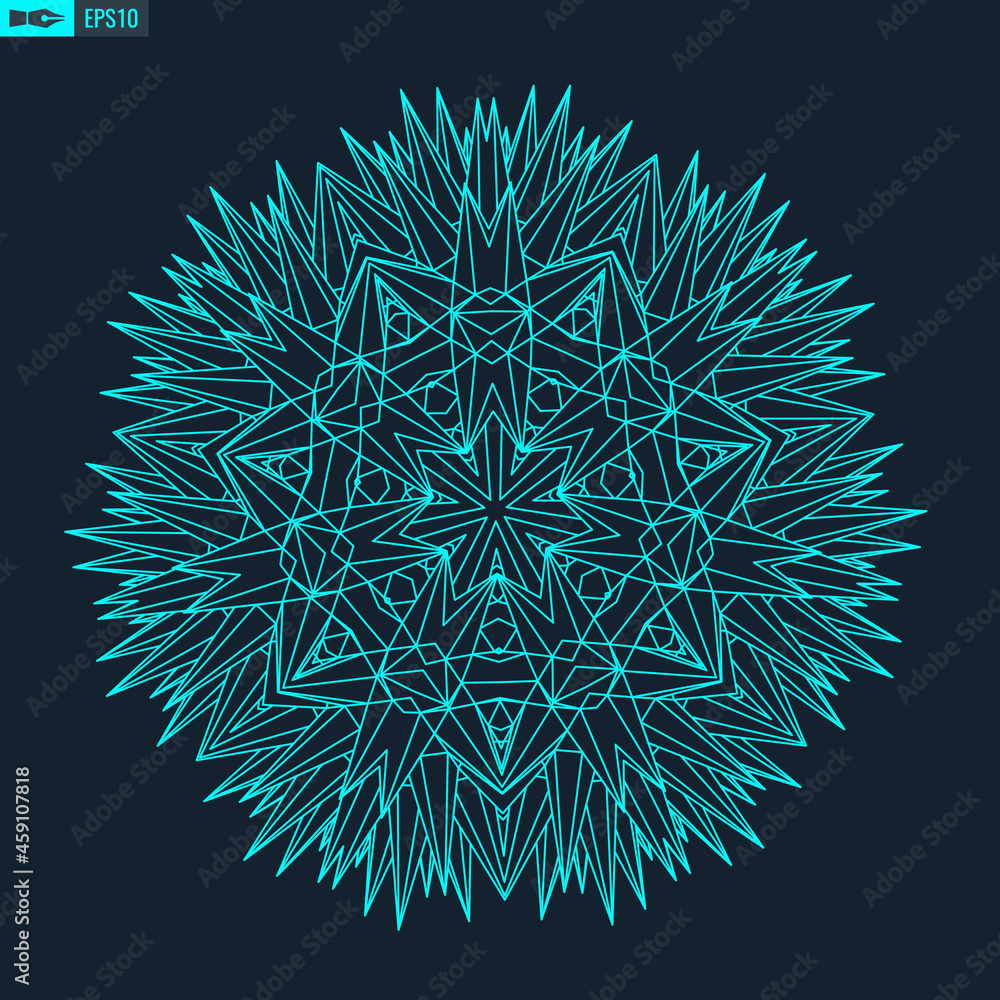 Poster circle pattern technology. blue abstract geometric shape tech pattern on dark background. music abst