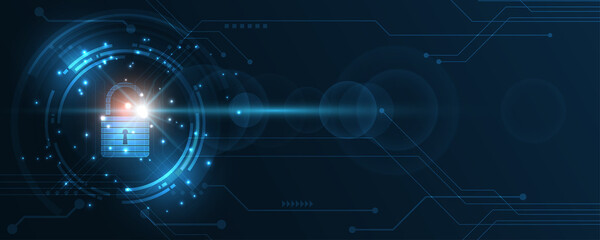 Padlock Security cyber digital concept Abstract technology background protect system innovation vector illustration