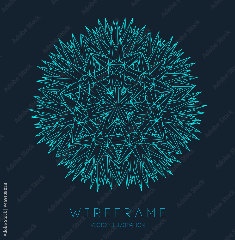 Poster circle pattern technology. blue abstract geometric shape tech pattern on dark background. music abst