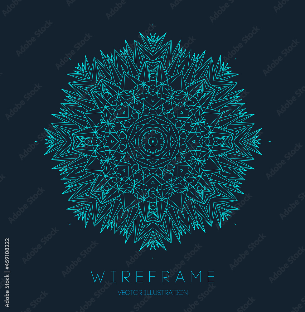 Poster circle pattern technology. blue abstract geometric shape tech pattern on dark background. music abst